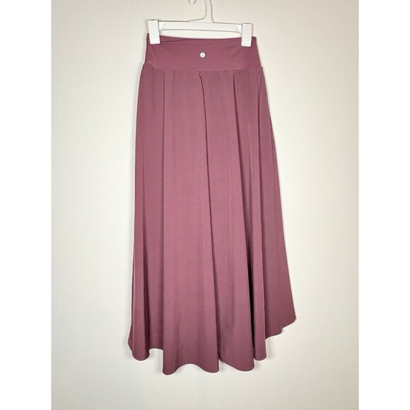 HALARA High Low Ruffle Pocket Flair Skirt Skort Athleisure Comfort Burgundy XS - Picture 5 of 6